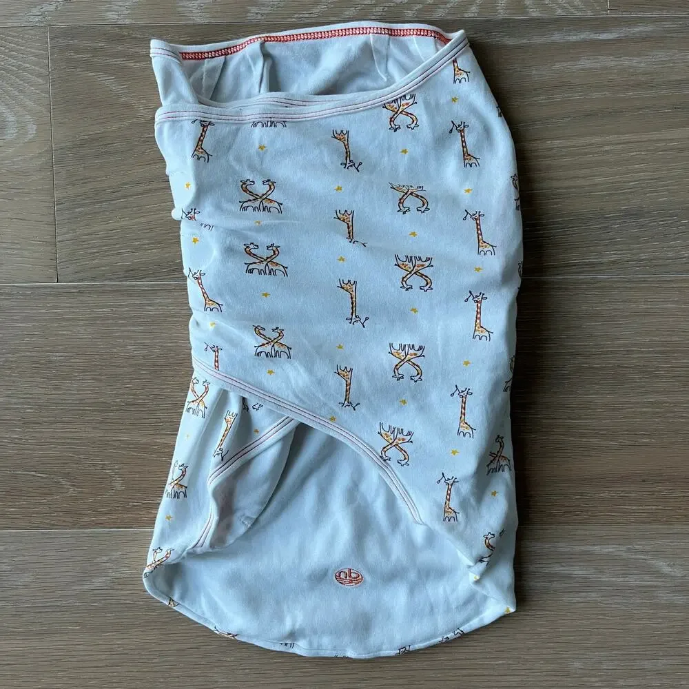 Nested Bean Premier Zen Swaddle - White with Orange Giraffe Print S/M Unisex